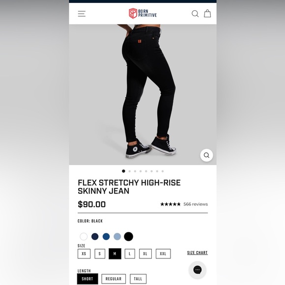 BORN PRIMITIVE FLEX STRETCHY HIGH-RISE SKINNY JEAN, BLACK - Picture 5 of 5